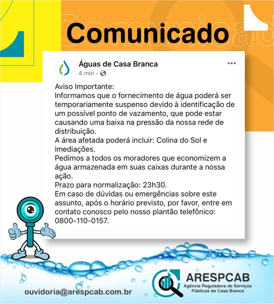 COMUNICADO ÁGUAS DE CASA BRANCA 